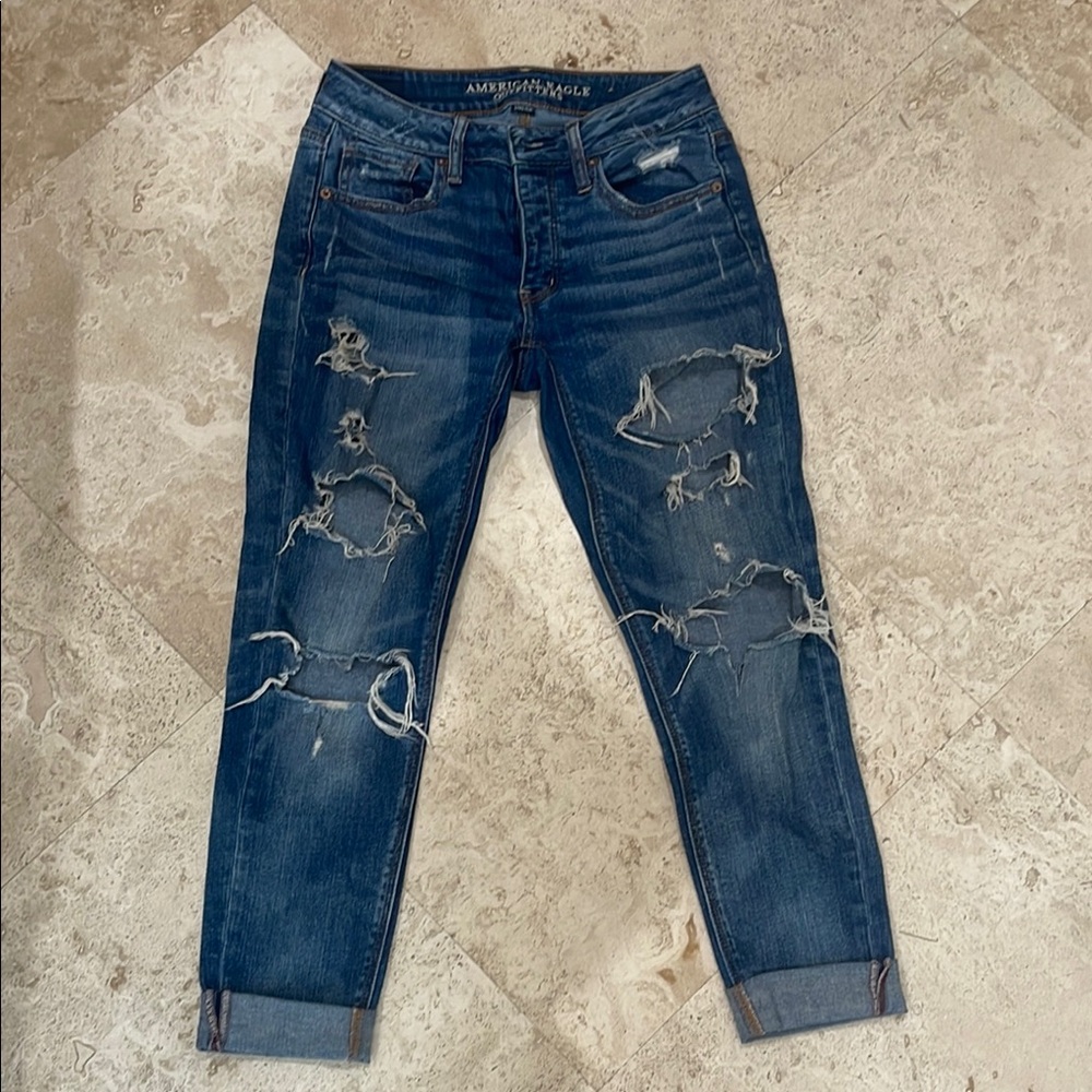 American Eagle Outfitters Blue Ankle Cropped Jeans